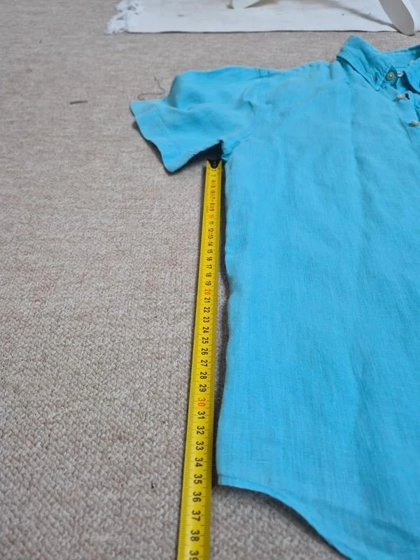 Lacoste Chemise Lin Bleu Turquoise FR 41 L – photo 4